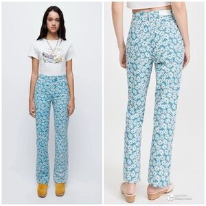 RE/DONE Blue 70’s Bootcut Flower Trousers Size 27